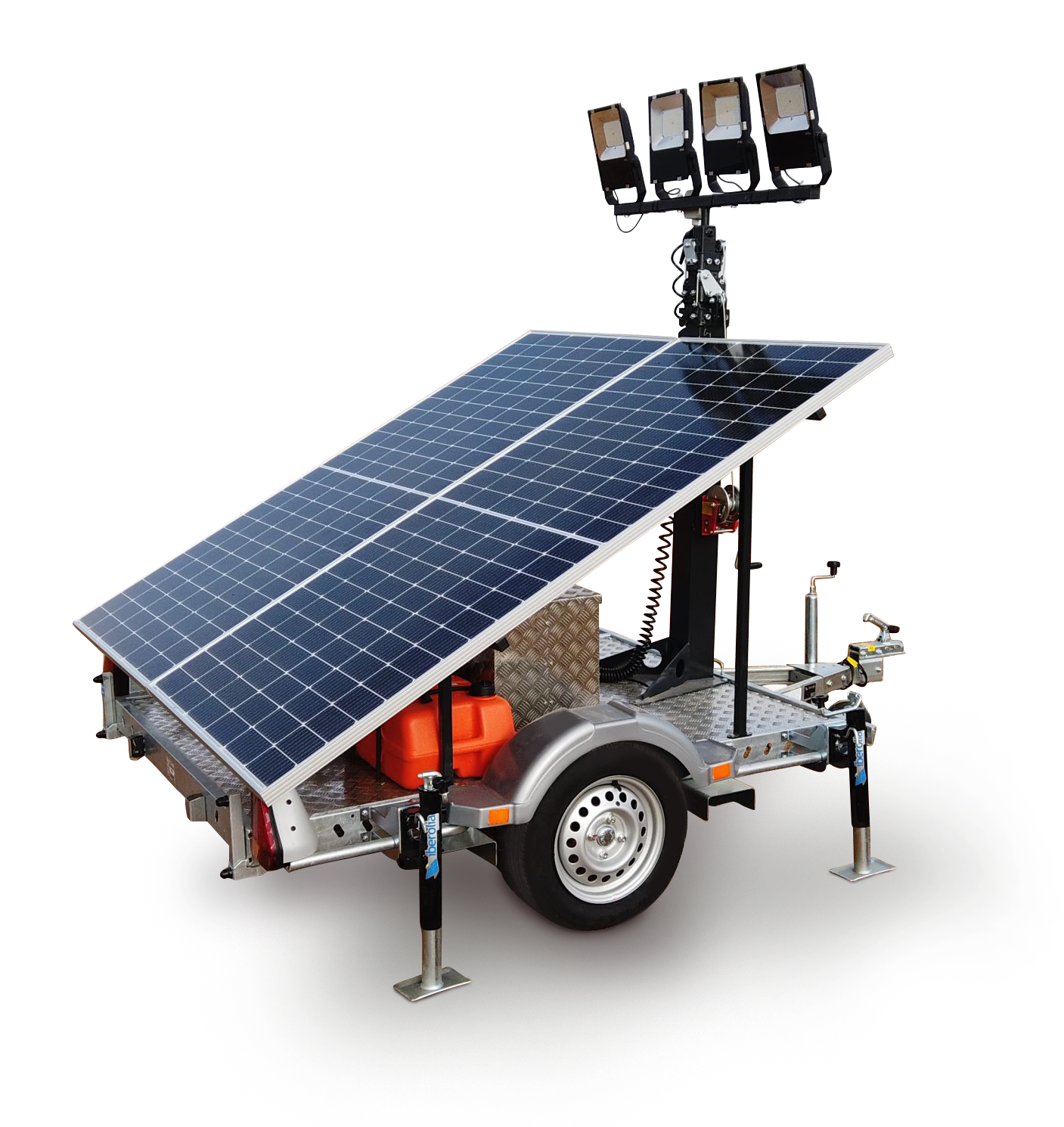 Torre de iluminación transportable mediante un vehículo.